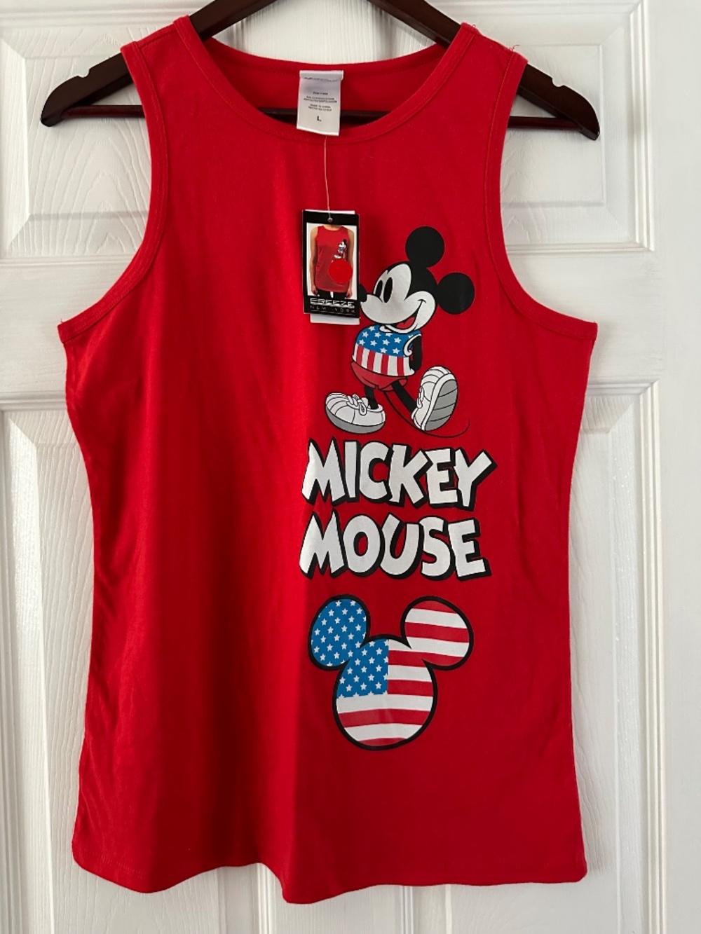 Disney Women's Red Mickey Mouse Cotton Sleeveless Tank Top Medium Size L NWT